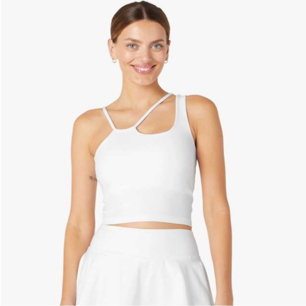 Beyond Yoga White Sleeveless Crop Tank Top